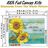 Bysincy 5D DIY Diamond Painting Kits for Adults Sunflower 12x16inch,Round Full Drill Resin Beads Diamond Art Dots Craft Set,Be Still and Know That I Am God Bysincy