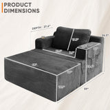Homall Oversized Chaise Lounge Chair, Cloud Couch with Fluffy Upholstered, Deep Seat Sleeper Sofa Bed with Two Cup Holders, Comfy Boneless Couch No Assembly Required for Living Room, Apartment (Black) Homall