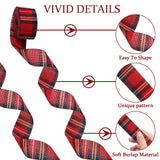 Whaline 10 Rolls 50 Yard Christmas Plaid Burlap Ribbon Rolls 1 Inch Gift Wrapping Ribbon Winter Xmas Decorative Ribbon for DIY Crafts Wreath Bow Making Supplies Whaline