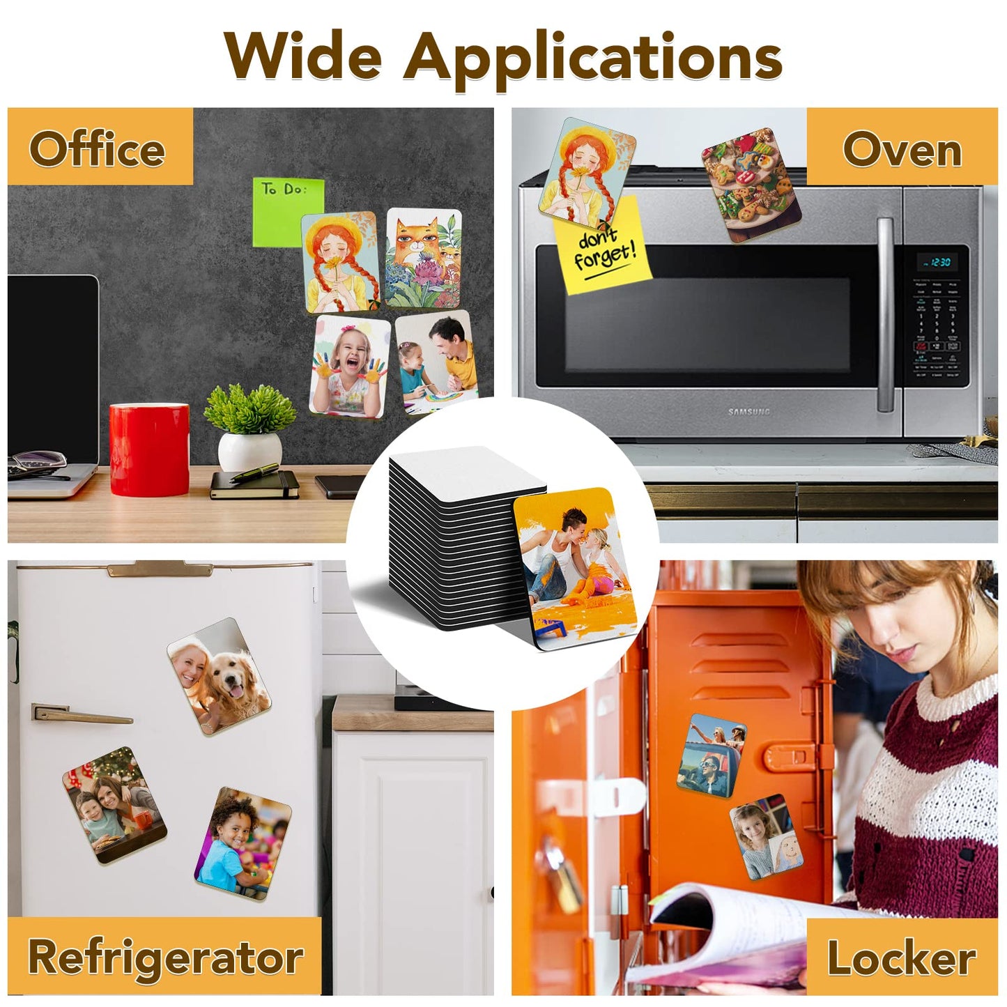 80Pcs Sublimation Magnet Blanks Set,Personalized Sublimation Refrigerator Magnet for Home Kitchen Microwave Oven Decor or Office Calendar with 40PCS Blank Rubber Pad(6x8cm),40PCS DIY Soft Magnetic