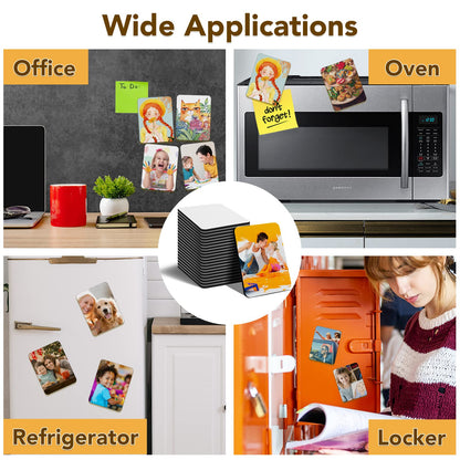 80Pcs Sublimation Magnet Blanks Set,Personalized Sublimation Refrigerator Magnet for Home Kitchen Microwave Oven Decor or Office Calendar with 40PCS Blank Rubber Pad(6x8cm),40PCS DIY Soft Magnetic