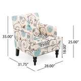 Christopher Knight Home Harrison Fabric Tufted Club Chair, White / Blue (29.5"D x 28"W x 33.5"H) Christopher Knight Home