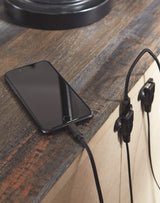 Signature Design by Ashley Drystan Rustic Industrial 2 Drawer Nightstand with 2 Slim-Profile USB Charging Stations, Weatherworn Brown Signature Design by Ashley