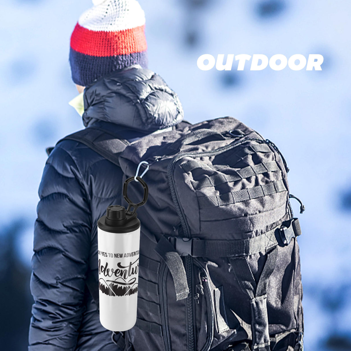 Joyclub 4 Pack Sublimation Water Bottle Blanks 20 oz Sublimation Tumblers with Handle Sports Skinny Insulated Tumblers Bulk Joyclub