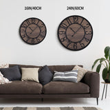LEIKE Large Wall Clock,Silent,Non Ticking,Battery Operated Round Modern Big Wood Wall Clocks for Living Room, Bedroom,Kitchen,Farmhouse,Office,Rustic Home Decor-16 Inch/40CM-Black-Arabic Number LEIKE