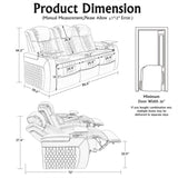 NMXUXMN Home Theater Seating,Top-Grain Leather Recliner Sofa, Zero Gravity Power Reclining Couch with Ambient LED Lights, Cup Holders & USB, Tray Table-Row of 3 with Drop Table Black NMXUXMN