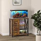 Herture 20-29 Gallon Fish Tank Stand, Aquarium Stand with Cabinet Accessories Storage, Heavy Duty Metal Frame, 31.49" L*15.74" W Tabletop, 330LBS Capacity, Rustic Brown PG07YGN Herture