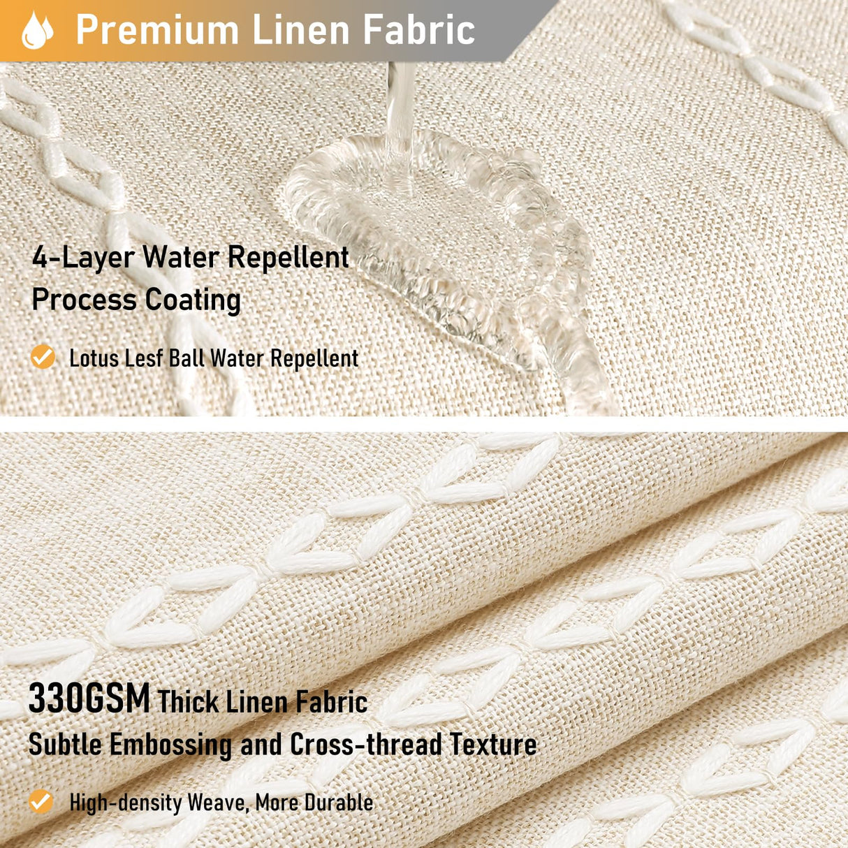 BTTN Boho Farmhouse Shower Curtain, Linen Rustic Weighted Striped Cloth Shower Curtain Set with Tassel, Water Repellent, Bohemian Vintage Country Fabric Shower Curtain for Bathroom, Cream/Beige, 72x72 BTTN
