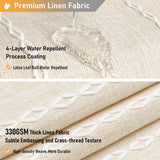 BTTN Boho Farmhouse Shower Curtain, Linen Rustic Weighted Striped Cloth Shower Curtain Set with Tassel, Water Repellent, Bohemian Vintage Country Fabric Shower Curtain for Bathroom, Cream/Beige, 72x72 BTTN