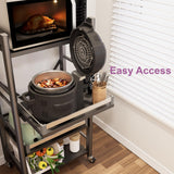 4-Tier Pull Out Kitchen Baker's Rack with Wheels, Heavy Duty Metal Microwave Stand with Storage, Adjustable Ktichen Shelves Freestanding, Rolling Utility Storage Cart (23.6''W x 49.2''H) Sharkwave Living