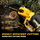 Cordless Mini chainsaw compatible with Dewalt Battery 20V MAX,Brushless Chainsaw With Automatic Chain Tensioning Device & Auto Oiler,Portable Power Chainsaw for Logging|Tree Trimming(Battery Included) FUHAUS