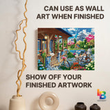 Ledgebay DIY Paint by Numbers Kit for Adults Framed Canvas Beginner to Advanced Paint by Numbers Kit Kits Include Acrylic Paint set Brushes Tabletop Easel (Colorful House Near The Lake 16"x20" Framed) Ledgebay