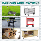 (2 Pack) RRQ 8 Inch Caster Wheels, Pneumatic Rigid Caster Wheels with Zinc Top Plate for Cart, Dolly, Trolley, Workbench and Wagon, All Terrain Casters, Black Rubber Wheels, 590 Lbs Total Capacity RRQ