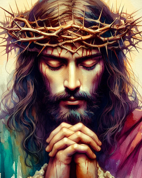 TUMOVO DIY Paint by Numbers Kit for Adults, Jesus Paint by Numbers with Paintbrushes and Acrylic Pigment, Jesus Closed Eyes Praying Paint by Numbers Kit for Adults Beginner 16x20 Inch Frameless TUMOVO