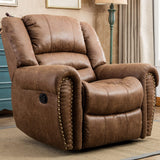CANMOV Leather Recliner Chair, Classic and Traditional Manual Recliner Chair with Comfortable Arms and Back Single Sofa for Living Room, Nut Brown CANMOV