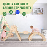 COSYLAND Pikler Triangle Set 8 in 1, Foldable Pickler Climbing Set Wooden Montessori Climbing Gym Set, Large Indoor Climbing Toys for Toddlers 1-6 Inside, Patented Baby Climbing Gym CPC Certified, Nat COSYLAND