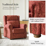 HULALA HOME Printed Fabric Manual Recliner, Traditional Push Back Recliner Armchair with Adjustable Backrest & Footrest, Comfy Upholstered Lazyboy Single Sofa with Nailhead Trim, Damask Floral HULALA HOME