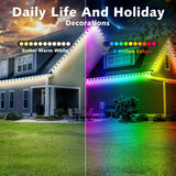 Permanent Outdoor RGB Lights,Waterproof Smart LED Eaves Lights with App/Remote Control,for Christmas and All Holiday Decor,Daily and Accent Lighting,House Roof and Garden Lighting (100FT) SINLEY