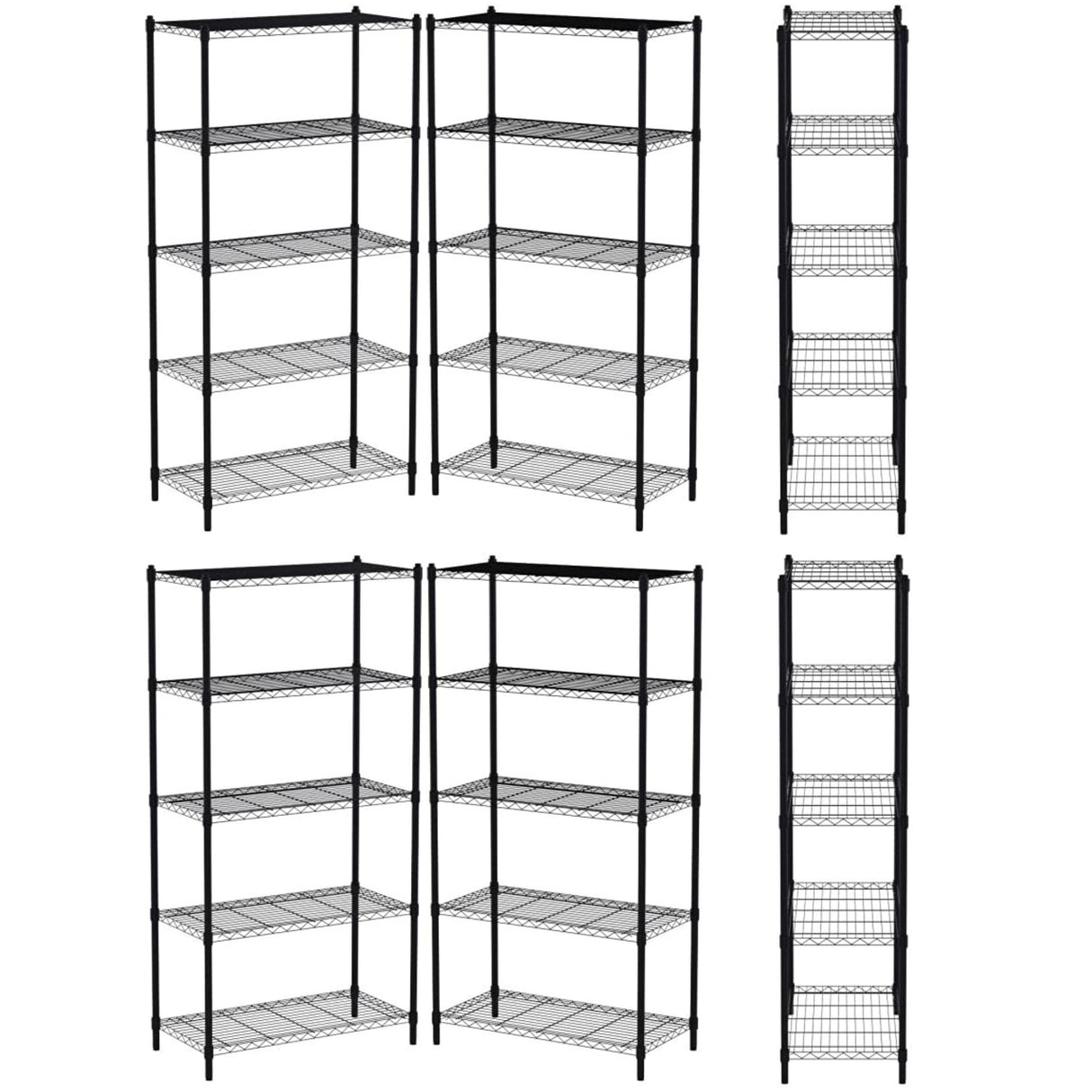 Internet's Best 5-Shelf Adjustable Wire Shelving | Heavy Duty Storage Rack | Metal Shelf for Garage, Restaurant, Industrial Use - Wide Unit Shelves, Sturdy Steel Frame | Black | 36" W x 18" D x 72" H Internet's Best