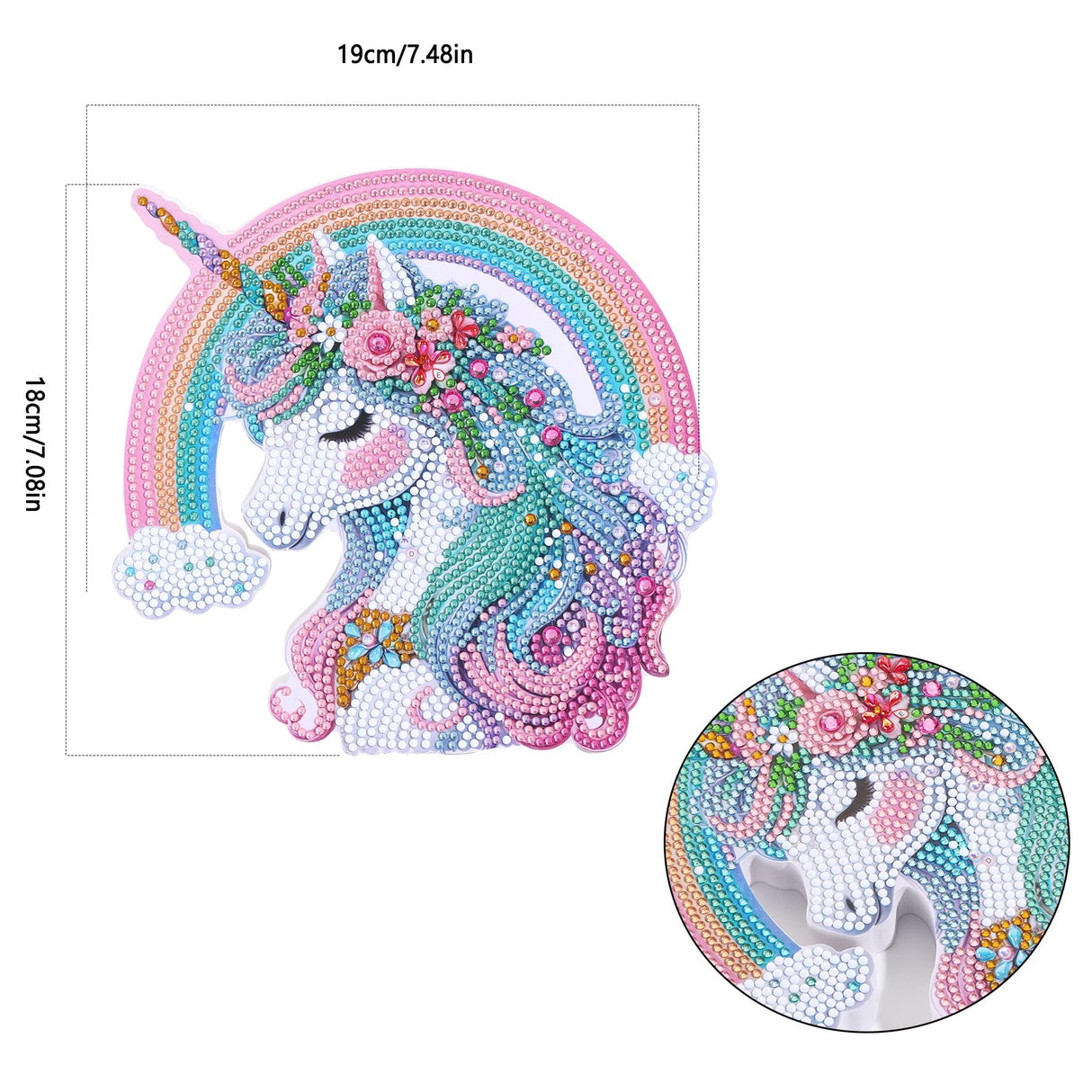 Tabletop Diamond Painting Ornaments Kits, Special Shaped Rhinestone Statues Desk Placement Ornament , 5D Rainbow Unicorn Diamond Art Figurines Sculpture Ornaments Crafts Kits for Adults Beginners Baipisan