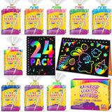 Party Favors for Kids 4-8-12: 24 Pack Scratch Rainbow Art Crafts Notebook, Coloring Book Goodie Bags Stuffers Kit, Bulk Birthday Gift Classroom Prizes Girl Boy Toddler Pigipigi Kids