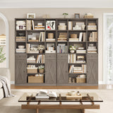 HOSTACK 74" Tall Book Shelf and Bookcase, 45" Wide Bookcase with Doors and Drawers, Modern 6 Tier Bookshelf with Storage, Large Wood Display Cabinet with Adjustable Shelves for Home Office, Ash Grey HOSTACK