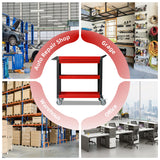 XCX 3 Tier Tool Cart on Wheels, Heavy Duty Metal Rolling Tool Cart with Drawers and Pegboards, 660 LBS Load Capacity Tool Storage Cart, Industrial Utility Tool Cart for Garage, Warehouse, Workshop XCX