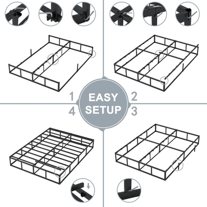 SHLAND Box Springs King 9 Inch High Profile King Size Box Spring Strong Metal Frame Mattress Foundation with Fabric Cover, Box Spring King Size Bed, Easy Assembly