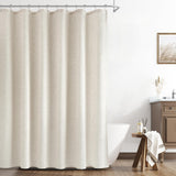 Naturoom Natural Linen Shower Curtain, Country Boho Farmhouse Bath Decor Beige Shower Curtains for Bathroom Neutral Cloth Weighted Textured Fabric Bath Curtain Liner with Hooks, Cream, 72 Inch Naturoom
