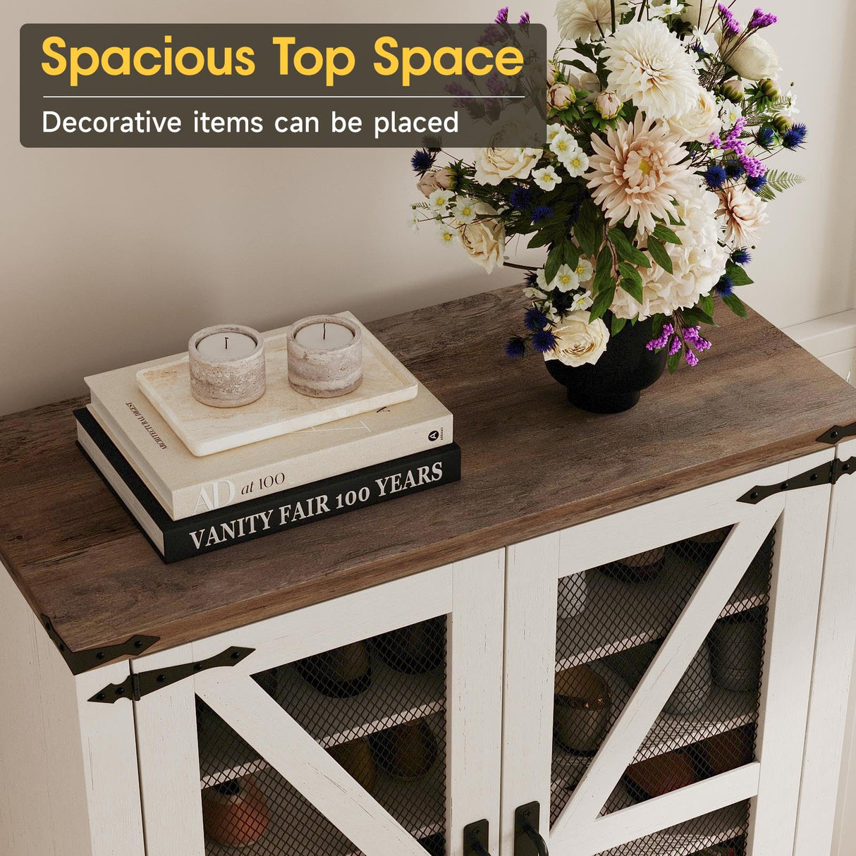 Maupvit Farmhouse Shoe Cabinet with Doors, 6-Tier Shoes Rack Shoe Storage Organizer with Adjustable Shelves & Metal Legs, Rustic Shoe Storage Cabinet for Entryway, Hallway, Closet, Living Room Maupvit