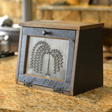 Amish Valley Products Rustic Wood Bread Box Large Kitchen Counter Storage Punched Willow Tin Primitive décor Interior Shelf Wooden Country Farmhouse Breadbox (Antique Black) AMISH VALLEY PRODUCTS
