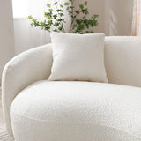 mr.waiba 94” Modern Elegant Curved Sofa Mid-Century Luxury Style Curved Back Comfortable Boucle Curved Sofa for Bedroom, Office, Apartment 4 Seater Fabric Sofa (Beige White) mr.waiba