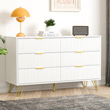 FURNIWAY White Dresser, Modern 6-Drawer Dresser for Bedroom with Gold Handles, Wide Chest of Drawers for Living Room FURNIWAY