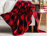 Touchat Fleece Throw Blankets, Buffalo Plaid Throw Blanket for Couch Sofa Bed, Soft Warm Fuzzy Cozy Plush Checkered Blanket, Lightweight Farmhouse Decor(Red and Black Plaid, 50“ x60”) Touchat