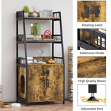 Katrawu Litter Box Enclosure with Shelves, Hidden Cat Enclosure Furniture,2-in-1 Tall Cat Litter Box Cabinet,Cat Washroom with Free Cat Scratch Pad,Rustic Brown 52in H Katrawu