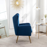 Roundhill Furniture Sovarol Velvet Button-Tufted Wing Back Accent Chair, Blue Roundhill Furniture