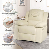 Recliner Chair, Electric Recliner Massage Chairs for Adults with PU Leather,Padded Seat Backrest Comfy Chairs for Living Room, Reading, Sleeping, Adjustable Recliner (Beige) homeokay