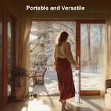 Outdoor Heater for Patio, 1500W Infrared Electric Heaters Indoor w/Remote, 60° Oscillation, 9H Timer, 9 Heat Level, Tip-Over/Overheating Protection, Safety Lock, for Garage, Porch, Gazebo,White Slkdrft