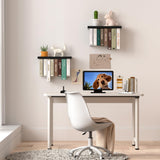 Tohiasen Floating Book Shelves for Wall Mounted Set of 2, Wood Hanging Bookshelf, Book Display Shelf for Wall, Unique Space Saving Book Shelf Wall Book Holder(Black) Tohiasen