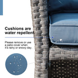 OC Orange-Casual 2-Piece Outdoor Patio Furniture Wicker Love-seat and Coffee Table Set, with Built-in Storage Bin, Grey Rattan, Navy Blue Cushions OC Orange-Casual