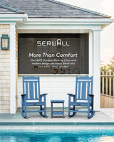 SERWALL Outdoor Rocking Chair, HDPE Poly Rocking Chair for Adults, All Weather Resistant Heavy Duty Front Porch Rocker, Blue SERWALL