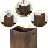 Wood Trash Can 5.3 Gallon Office Wastebasket Farmhouse Rectangular Garbage Can with Built-in Handles Small Trash Can for Bedroom Office Kitchen Bathroom Under Desk Large Storage Vrisa