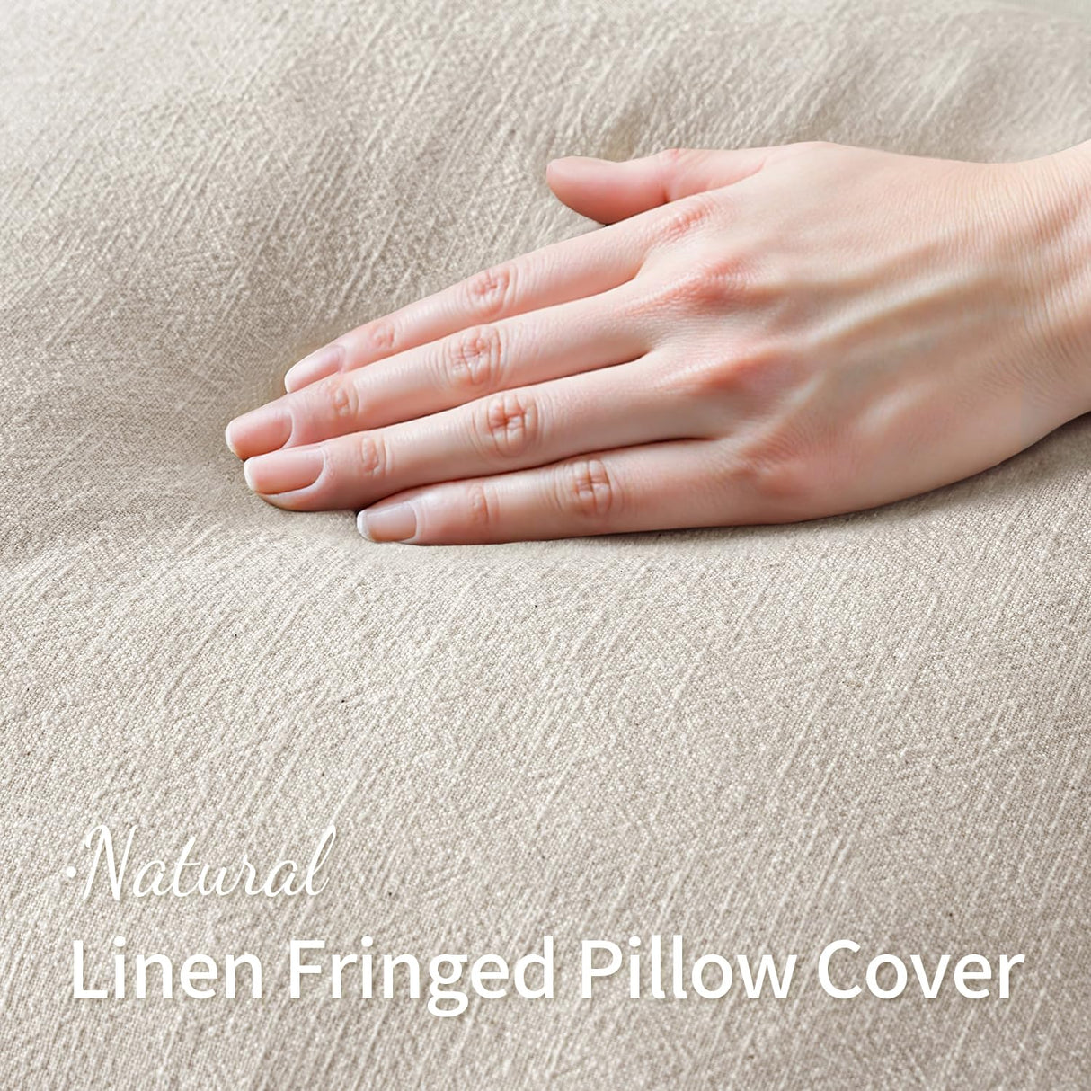 MIULEE Christmas Decorative Throw Pillow Covers Neutral Linen Fringe Throw Pillows Set of 2 Natural Beige Boho Farmhouse Cushion Covers with Tassels for Couch Sofa Bed Home Decor 20x20 Inch MIULEE