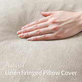 MIULEE Christmas Decorative Throw Pillow Covers Neutral Linen Fringe Throw Pillows Set of 2 Natural Beige Boho Farmhouse Cushion Covers with Tassels for Couch Sofa Bed Home Decor 20x20 Inch MIULEE