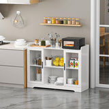 Ludatido Wine Bar Cabinet for Home, Liquor Cabinet with LED Lights, Power Outlet, Storage, Glass Door for Living Room, Dining Room, Home Bar - White Ludatido