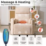 Oversized Swivel Rocker Recliner with Massage and Heat, 26" Swivel Nursery Recliner With Adjustable Headrest, Manual Rocker Recliner Chair with Two Removable Pillows, High Back Barrel Armchair, Beige Rhevoy