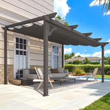 AECOJOY 14' x 10' Gazebo for Patio, Retractable Pergola with Adjustable Sun Shade Canopy Roof, Small Wall-Mounted Lean to Outdoor Pergolas and Gazebos Clearance, Metal Awnings for Decks, Patio AECOJOY