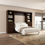 Bestar Pur Full Murphy Bed and 2 Shelving Units with Drawers, 109-inch Space-Saving Wall Bed Bestar