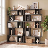 Giantex 5-Tier Bookshelf, 10-Cube Geometric Book Case with 5 Closed-Back Cubbies, Anti-toppling Kits, Open Display Storage Shelf for Living Room, Home Office, Bedroom, Gray Giantex