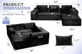 HABUTWAY 105" L-Shape Modular Sectional Sofa Couch for Living Room,No Assembly Required,Modular Comfy Sofa with Deep Seat for Living Room Bedroom,Luxury Distressed Velvet(Right,Black) HABUTWAY